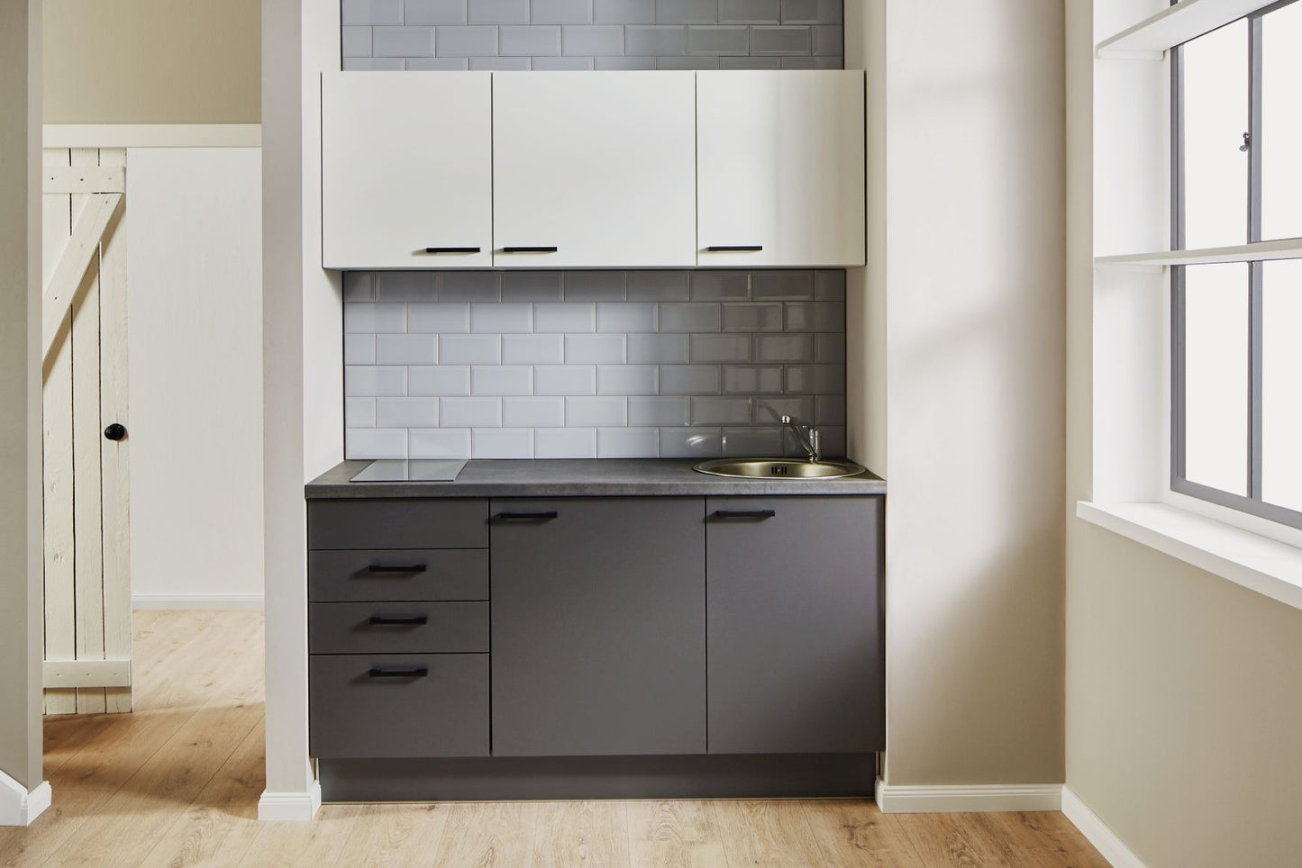 PKW 316007 kitchen unit 160 cm, cupboards in white, graphite