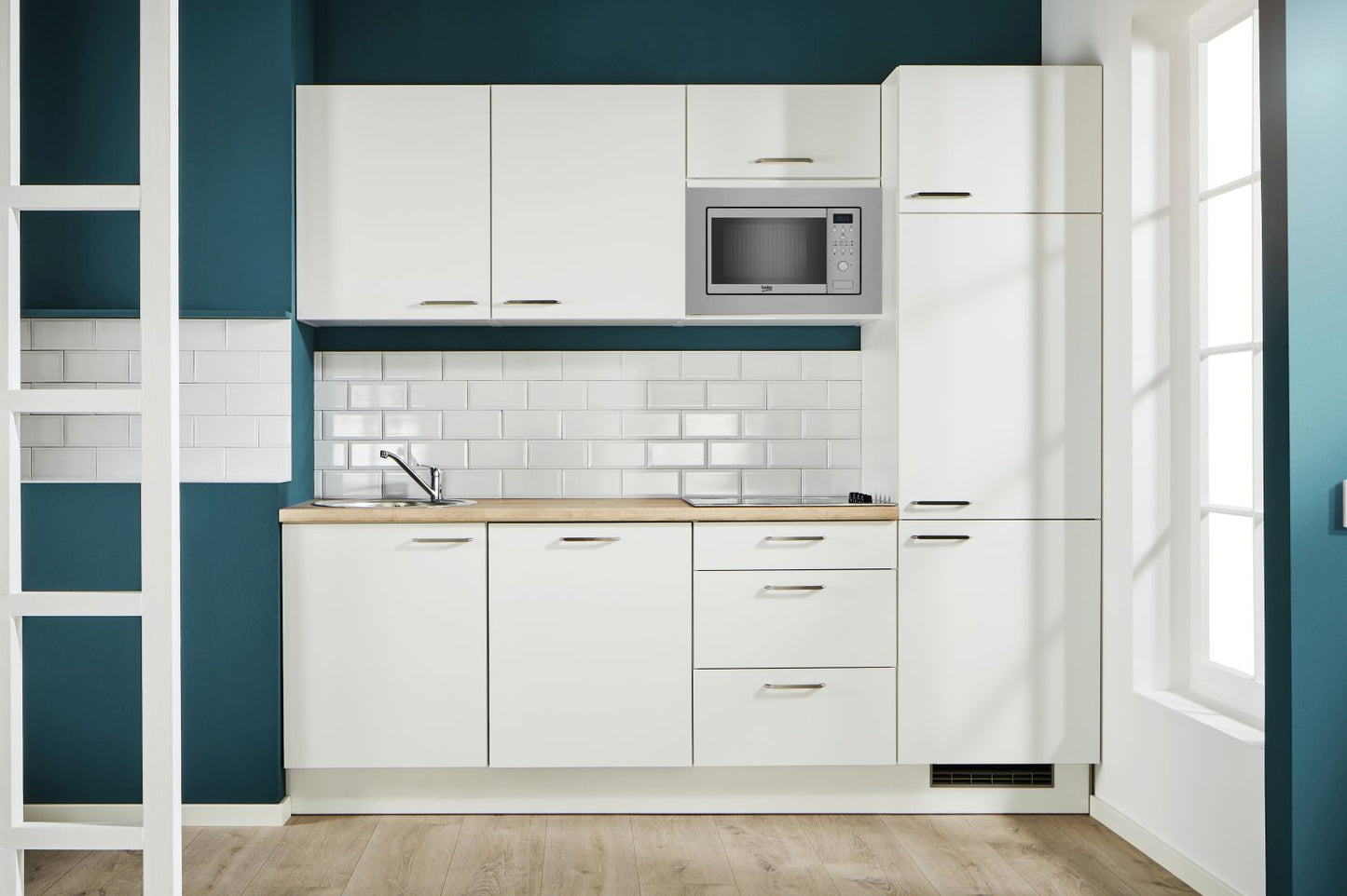 PKW 524014 kitchen unit 240 cm, cupboards in white with built-in appliances